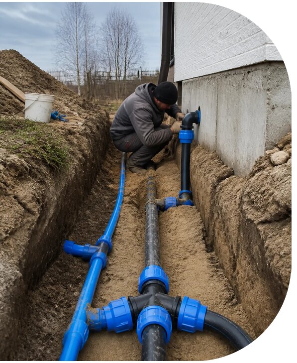 Монтаж наружного водопровода на участке под ключ в Каспийске